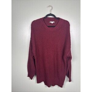 American‎ Eagle Outfitters Big Comfy Oversized Sweater Maroon Hi Low Size Small